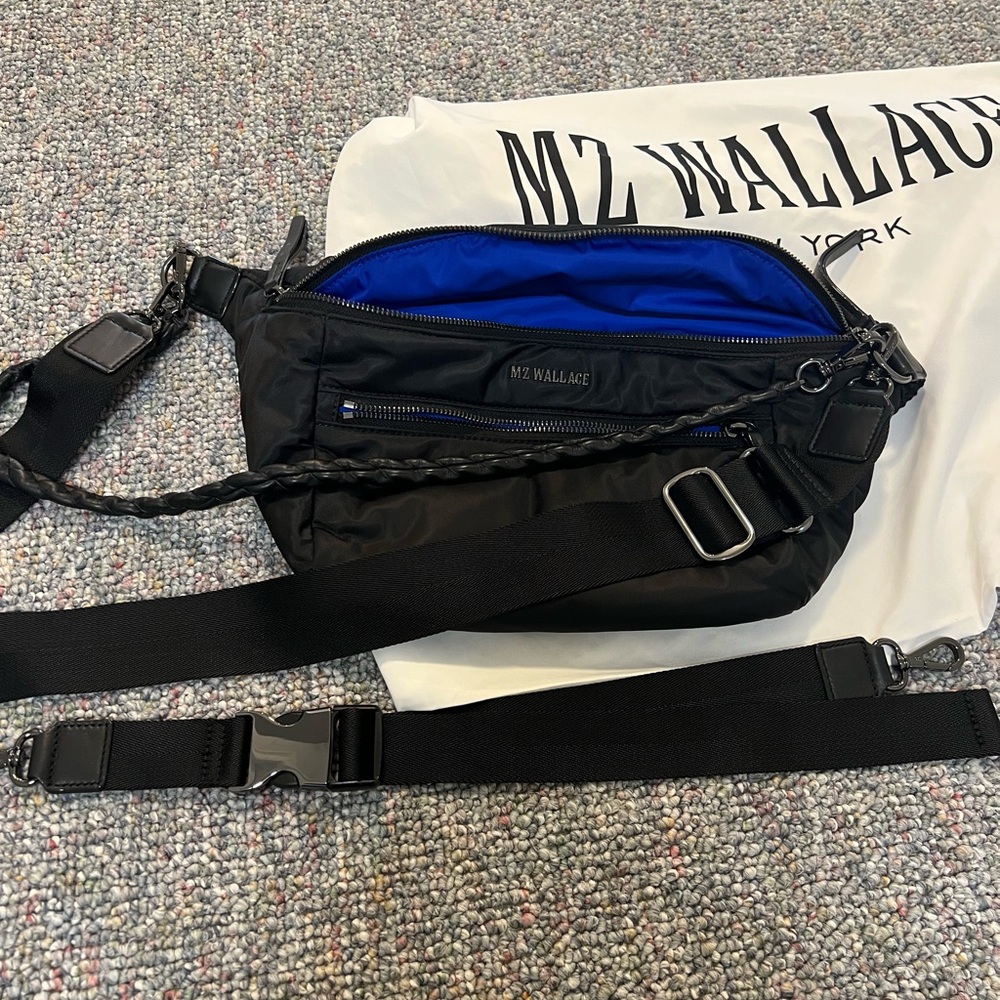 LIKE NEW MZ Wallace Bowery Sling Black Belt Bag Modern Design